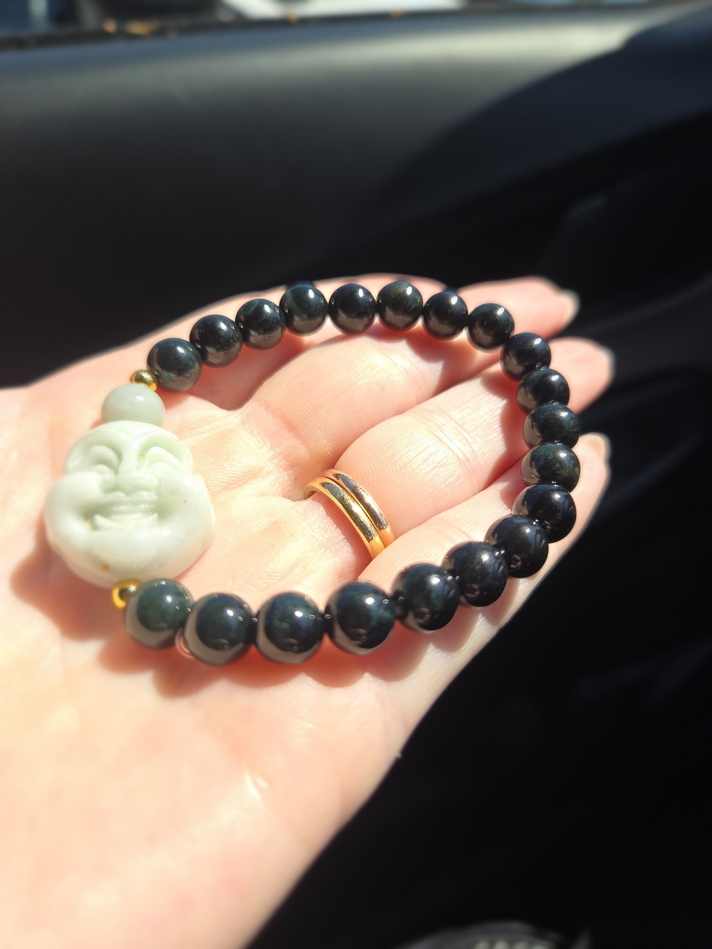 Unisex Jade Buddha Stretch Bracelet